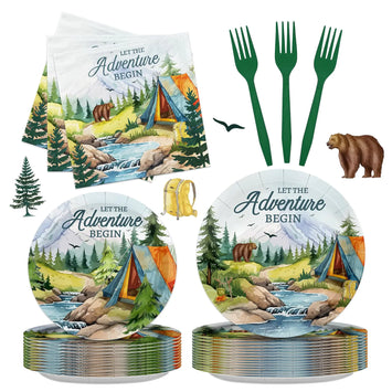 96PCS Adventure Awaits Camping Party Kit