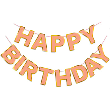 Rose Gold Happy Birthday Banner