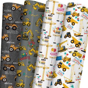 Construction Party Gift Wrap Set