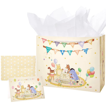 Large Winnie the Pooh Gift Bag with Tissue Paper and Card