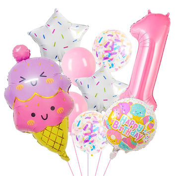 11 PCS 1st Birthday Ice Cream Theme Balloons