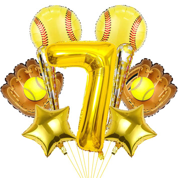 9pcs Softball Balloons 7th Birthday Party Kit
