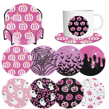 8 Pcs Halloween Bling Coasters