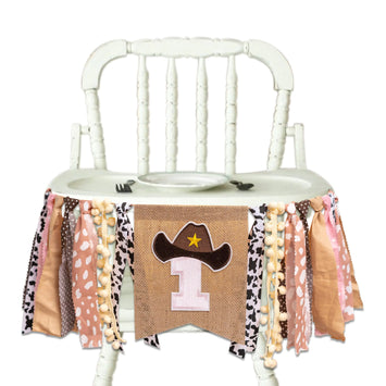 Cowboy Rodeo 1st Birthday High Chair Banner