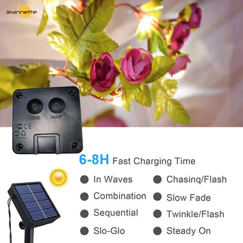 Solar Powered LED Rose String Lights