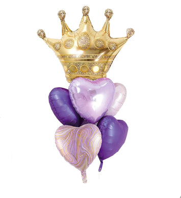 Gold Crown With Heart Shaped Balloons