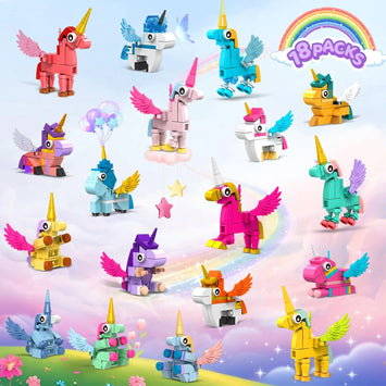 18 Pack Unicorn Building Blocks