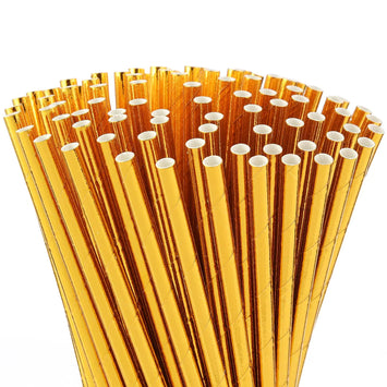 100 Pcs Gold Foil Paper Straws