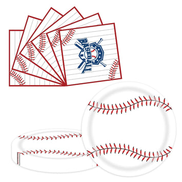 50 Pcs Baseball Plates and Napkins