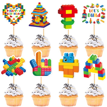 24Pcs Lego Birthday Party Cupcake Toppers