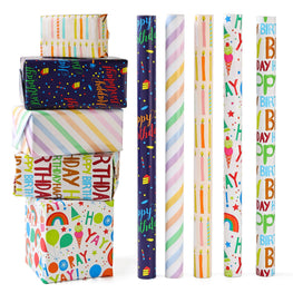 5 Pack Birthday Wrapping Paper