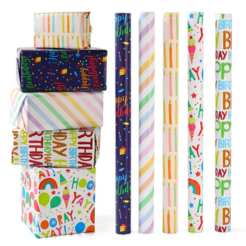 5 Pack Birthday Wrapping Paper