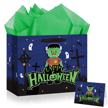 Halloween Zombie Gift Bag with Tissue Paper and Card