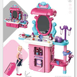 Kids Pretend Hair Dresser Stylist Playset with Rolling Suitcase