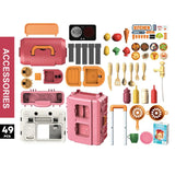Kids Pretend Kitchen Playset with Rolling Suitcase
