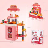 Kids Pretend Kitchen Playset with Rolling Suitcase