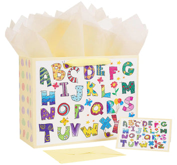 Large ABC Gift Bag with Tissue Paper and Card