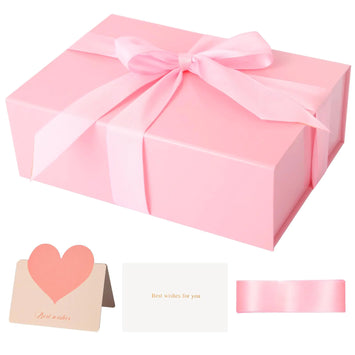 Pink Gift Box with Ribbon and Card