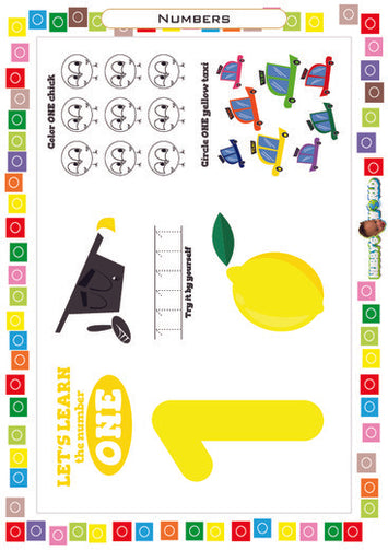 Number 1 Trace, Color and Identify - FREE Counting Worksheet