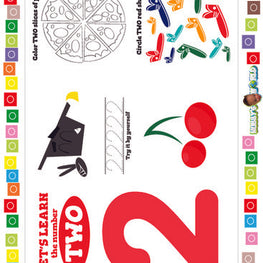 Number 2 Trace, Color and Identify - FREE Worksheet