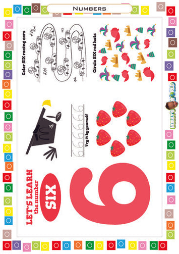 Number 6 Trace, Color and Circle - FREE Worksheet