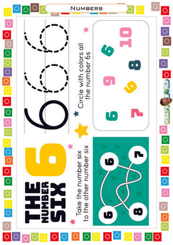 Number 6 Trace, Connect and Identify- FREE Worksheet