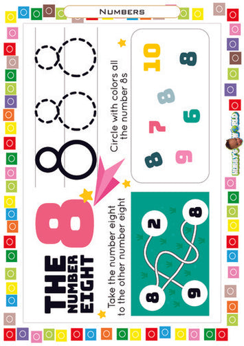 Number 8 Trace, Connect and Identify - FREE Worksheet