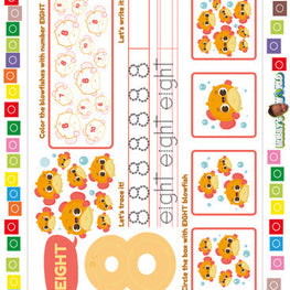 Number 8 Color, Trace and Identify - FREE Worksheet