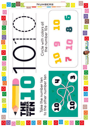 Number 10 Trace, Connect and Identify - FREE Worksheet