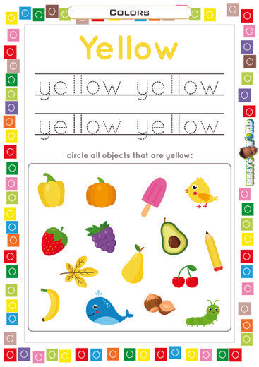Color Yellow Trace and Identify - FREE Worksheet