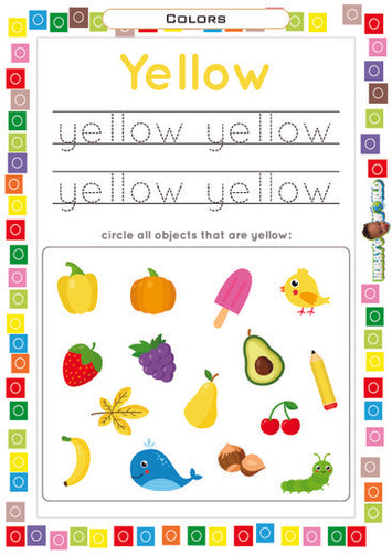 Color Yellow Trace and Identify - FREE Worksheet