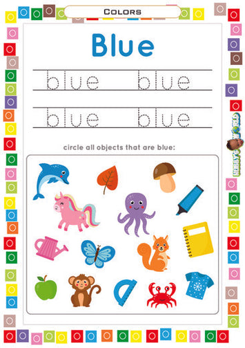 Color Blue Trace and Identify - FREE Worksheet