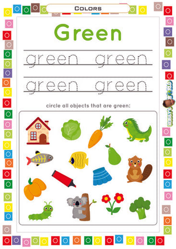Color Green Trace and Identify - FREE Worksheet