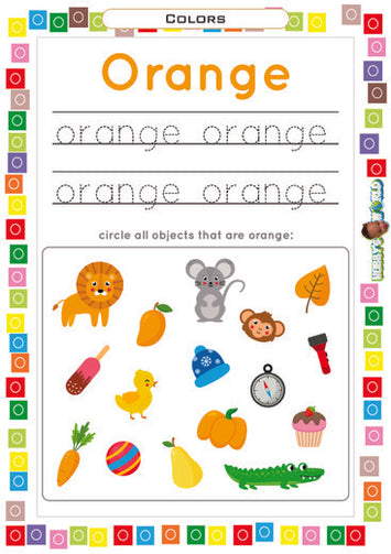 Color Orange Trace and Identify - FREE Worksheet