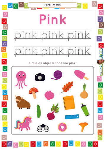 Color Pink Trace and Identify - FREE Worksheet