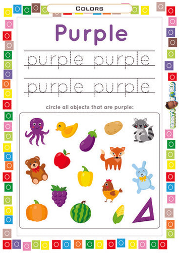 Color Purple Trace and Identify - FREE Worksheet