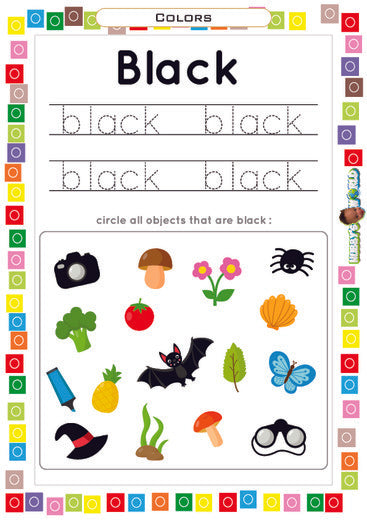 Color Black Trace and Identify - FREE Worksheet