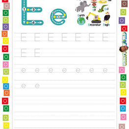 Letter E Tracing and Vocabulary - FREE Worksheet