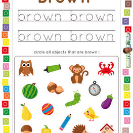 Color Brown Trace and Identify - FREE Worksheet