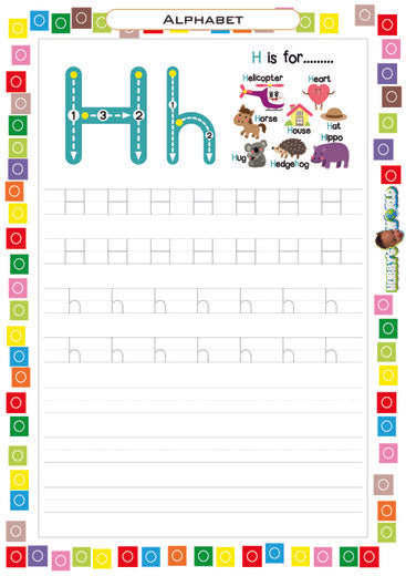 Letter H Tracing and Vocabulary - FREE Worksheet