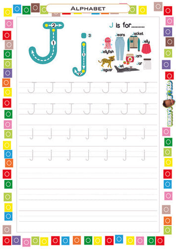 Letter J Tracing and Vocabulary - FREE Worksheet
