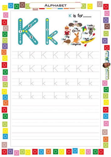 Letter K Tracing and Vocabulary - FREE Worksheet