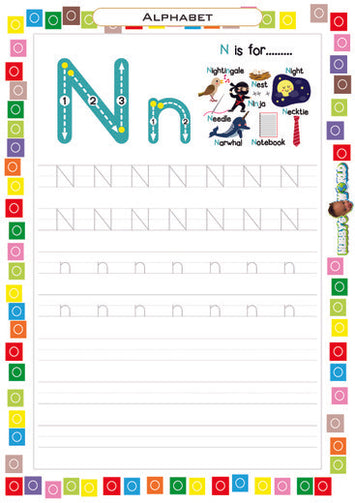 Letter N Tracing and Vocabulary - FREE Worksheet