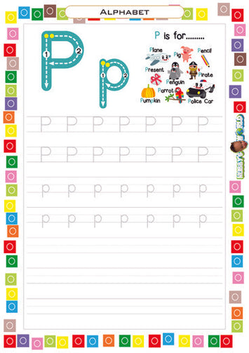 Letter P Tracing and Vocabulary - FREE Worksheet
