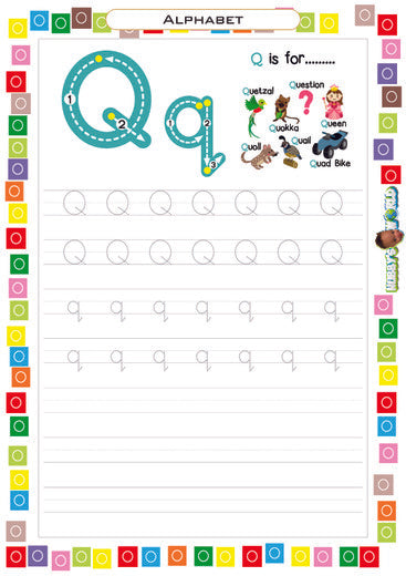 Letter Q Tracing and Vocabulary - FREE Worksheet