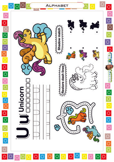 U is for Unicorn - FREE Printable Worksheet