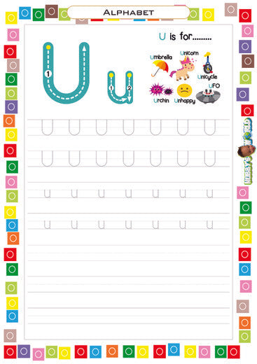 Letter U Tracing and Vocabulary - FREE Worksheet