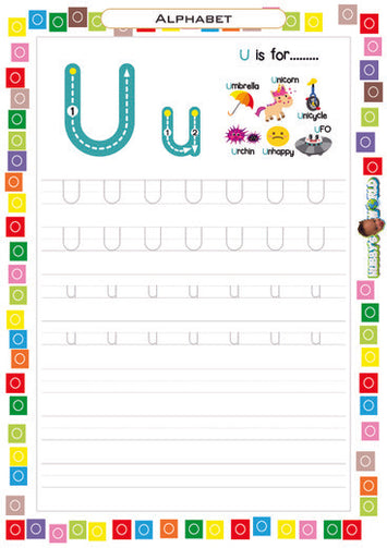 Letter U Tracing and Vocabulary - FREE Worksheet