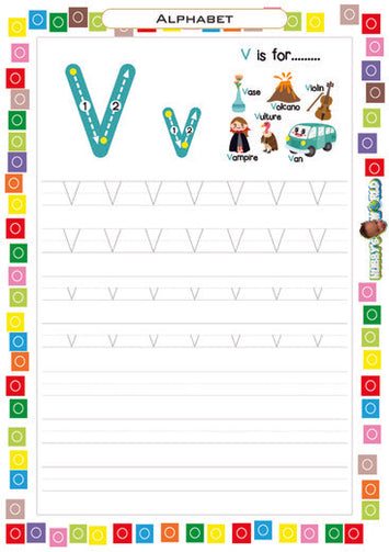 Letter V Tracing and Vocabulary - FREE Printable Worksheet