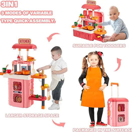 Pretend Kitchen Playset with Rolling Suitcase